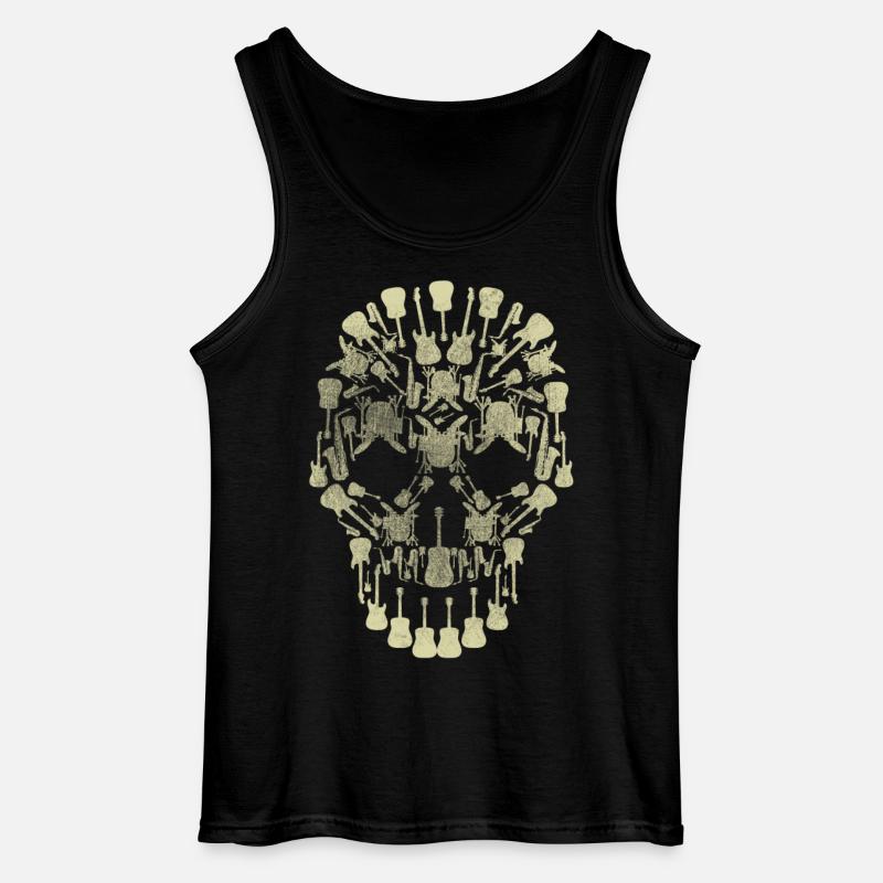 Musical Intruments Skull Silhoette - Gildan Men’s Tank Top - black
