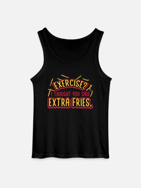 Exercise Extra Fries Quote - Gildan Men’s Tank Top - black