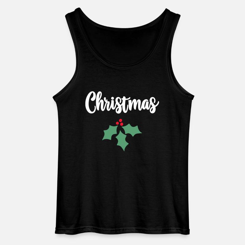 Weihnachts-Stechpalme - Gildan Männer Tank Top - Schwarz