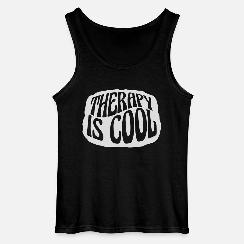 therapy is cool Quote - Gildan Men’s Tank Top - black