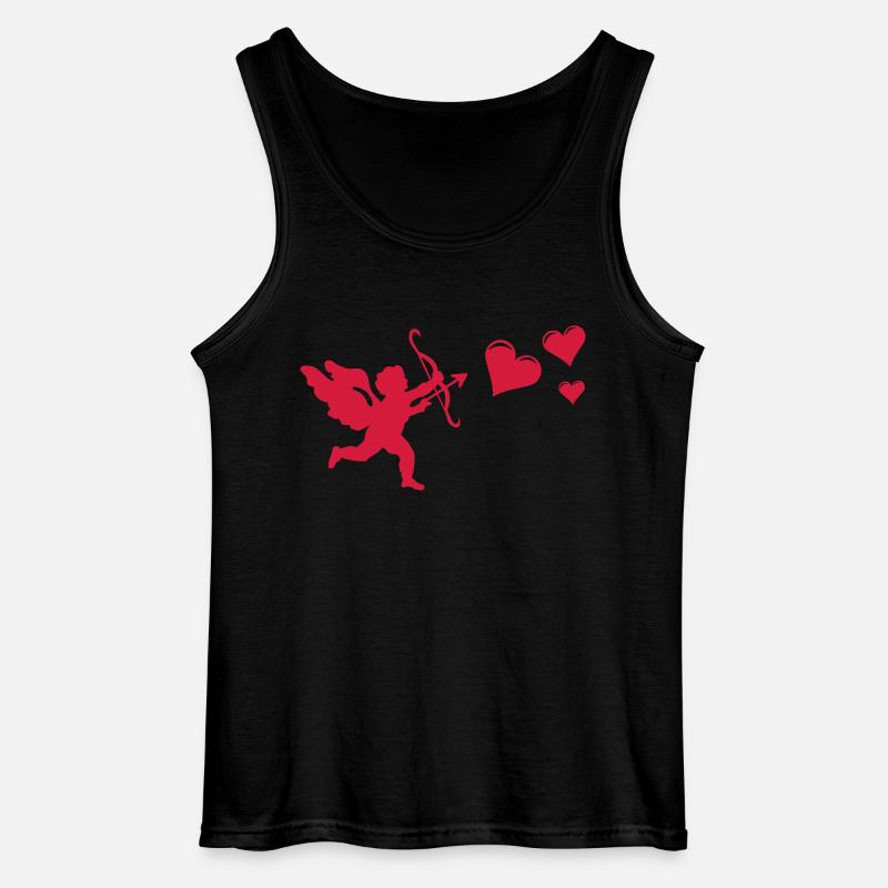 Engel mit Herzen - Gildan Männer Tank Top - Schwarz