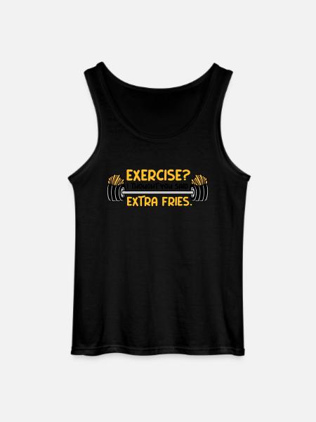 Exercise Extra Fries Quote - Gildan Men’s Tank Top - black