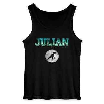 JULIAN - Beautiful boy name with dinosaur - Gildan Men’s Tank Top - black - Front - AI Model Male 185 dark (185cm)