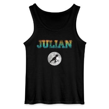 JULIAN - Beautiful boy name with dinosaur - Gildan Men’s Tank Top - black - Front - AI Model Male 185 dark (185cm)
