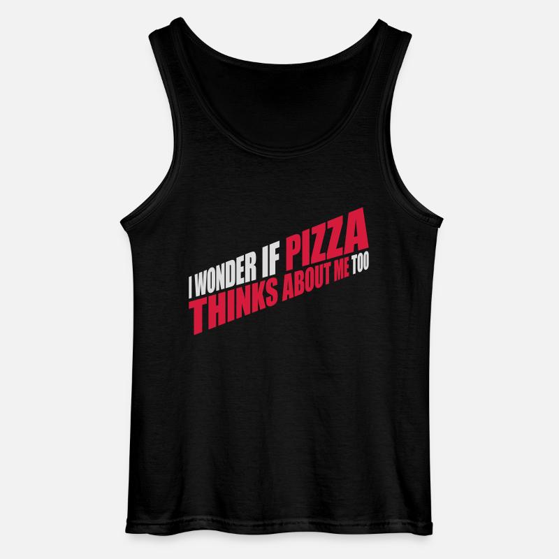 pizza thinks about me - Gildan Männer Tank Top - Schwarz