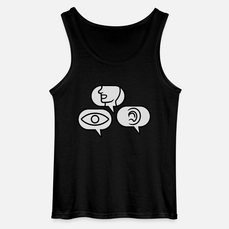 See Speak Hear Speech bubbles - Gildan Men’s Tank Top - black