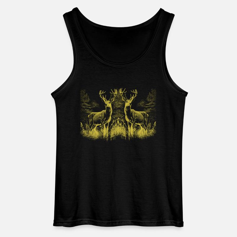 Hirsch Hirsche Wild Rotwild Rehbock - Gildan Männer Tank Top - Schwarz