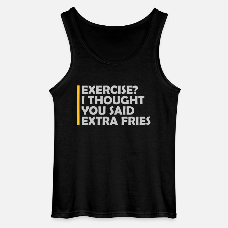 Exercise Extra Fries Zitat - Gildan Männer Tank Top - Schwarz