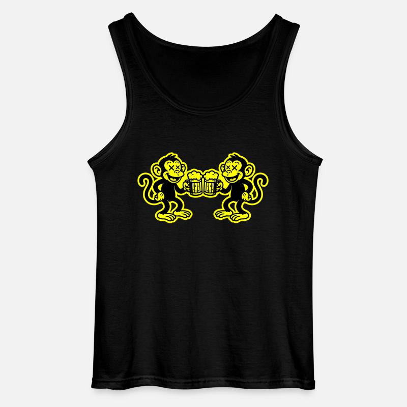 Bier Affe Witzig - Gildan Männer Tank Top - Schwarz