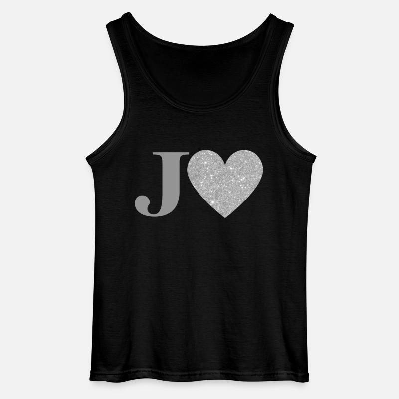 Buchstabe j Silbernes Herz - Gildan Männer Tank Top - Schwarz
