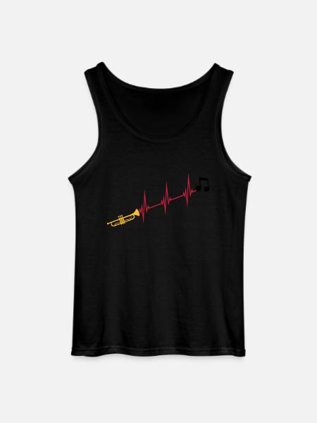 Musical note heartbeat trumpet - Gildan Men’s Tank Top - black