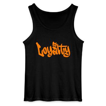 Streetwear urbain « fidélité » Unisexe / Noir Orange - Débardeur Gildan Homme - noir - Devant - AI Model Male 185 dark (185cm)