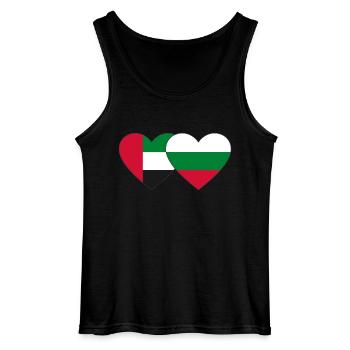 United Arab Emirates Bulgaria Flag Heart - Gildan Men’s Tank Top - black - Front - AI Model Male 185 dark (185cm)