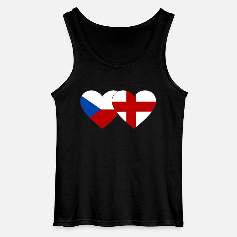 République tchèque Angleterre Drapeau Coeur - Débardeur Gildan Homme - noir