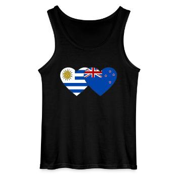 Uruguay Nouvelle-Zélande Drapeau Coeur - Débardeur Gildan Homme - noir - Devant - AI Model Male 185 dark (185cm)