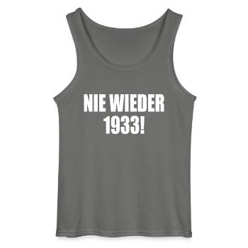 Never again 1933 - Gildan Men’s Tank Top - charcoal grey - Front - AI Model Male 185 dark (185cm)