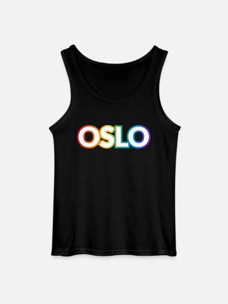 OSLO RAINBOW HAPPY PRIDE - Gildan Men’s Tank Top - black