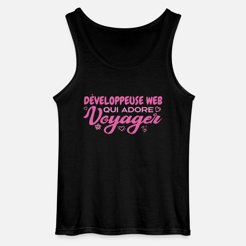 Développeuse web globe-trotteuse passionnée voyage - Débardeur Gildan Homme - noir