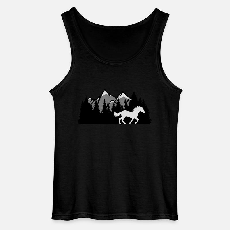 Berge Wald Natur Pferd - Gildan Männer Tank Top - Schwarz
