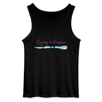 Weinen im kursiven Hemd – Soft Girl Sad Ästhetik - Gildan Männer Tank Top - Schwarz - Vorne - AI Model Male 185 dark (185cm)