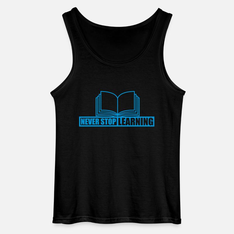 never stop learning Zitat - Gildan Männer Tank Top - Schwarz