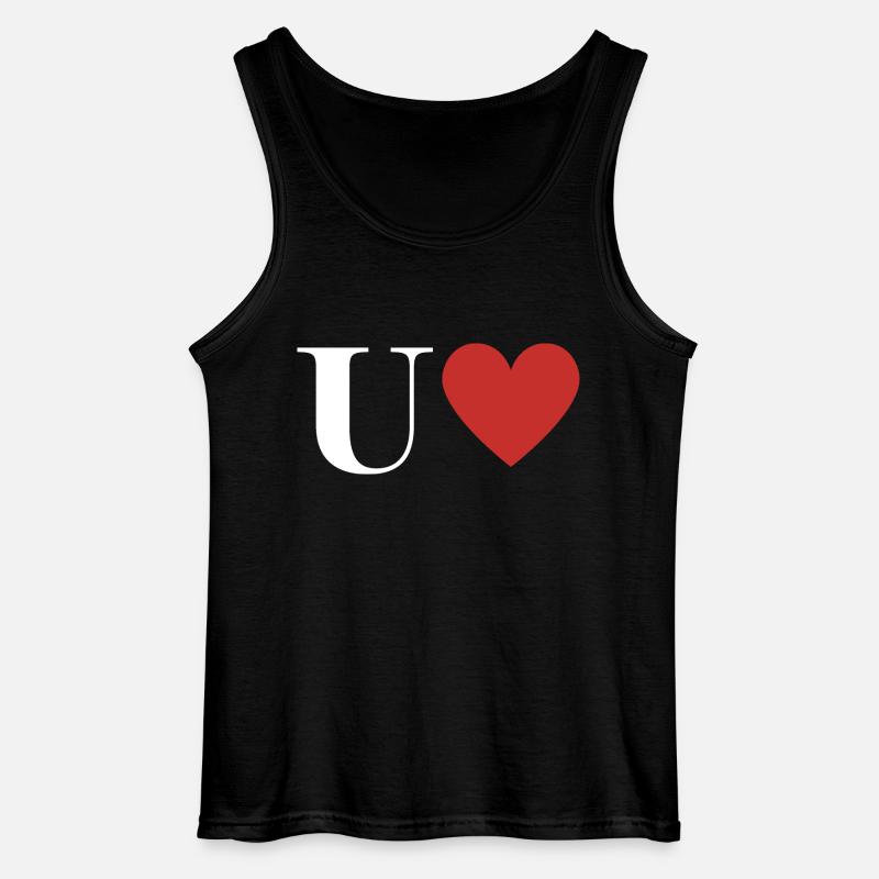 Letter u red heart - Gildan Men’s Tank Top - black