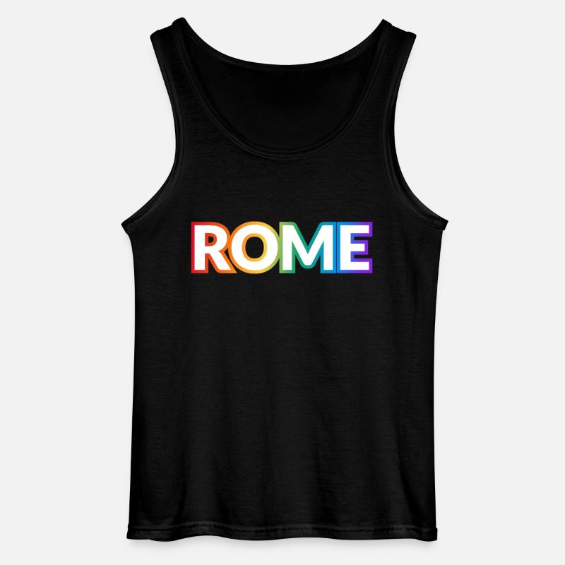 ROME PRIDE Regenbogentext - Gildan Männer Tank Top - Schwarz