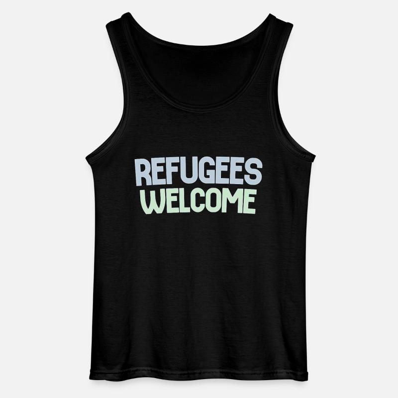 Flüchtlinge willkommen retro - Gildan Männer Tank Top - Schwarz