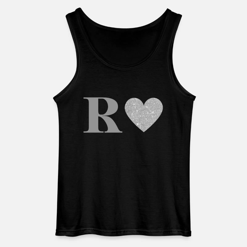 Silberner Herzbuchstabe - Gildan Männer Tank Top - Schwarz