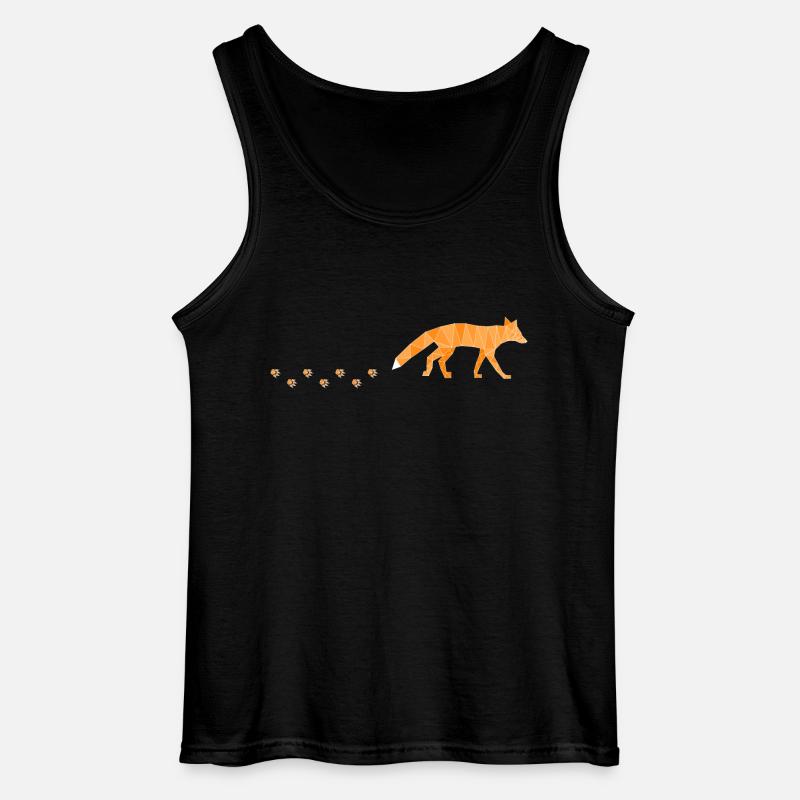 Polygonal Fox with Footprints - Gildan Männer Tank Top - Schwarz