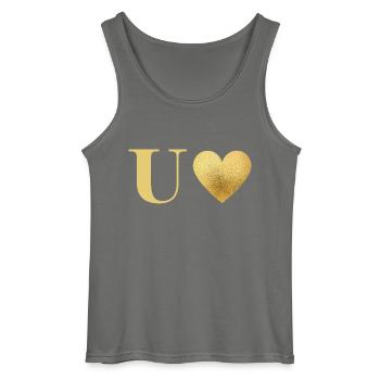 Buchstabe u goldenes Herz - Gildan Männer Tank Top - Anthrazit - Vorne - AI Model Male 185 dark (185cm)