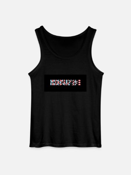 3D Effect House Logo - Gildan Men’s Tank Top - black