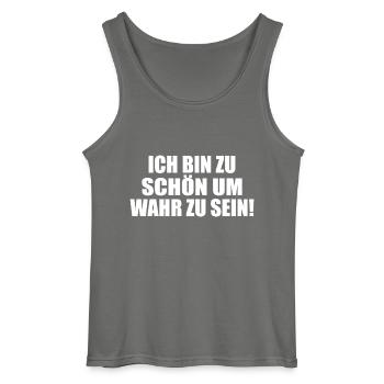 too good to be true Self-absorbed Selfish Selfish - Gildan Men’s Tank Top - charcoal grey - Front - AI Model Male 185 dark (185cm)