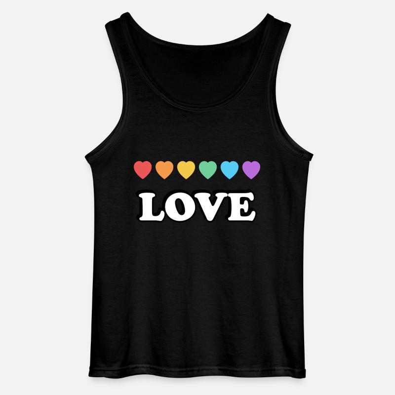 Love Rainbow Hearts - Gildan Men’s Tank Top - black