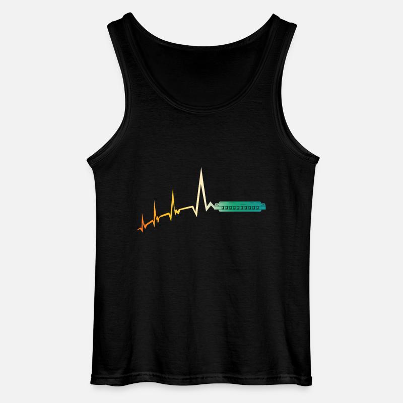 Harmonica Heartbeat Harmonica - Gildan Men’s Tank Top - black