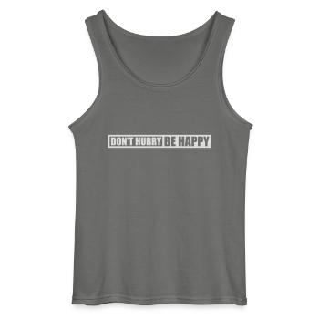 Don't hurry be happy - Gildan Men’s Tank Top - charcoal grey - Front - AI Model Male 185 dark (185cm)
