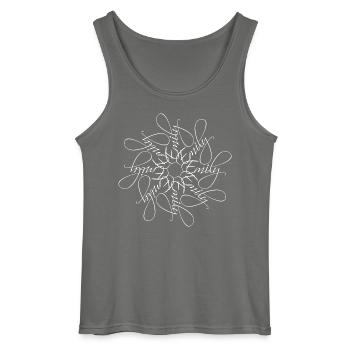 Emily Name Name Mandala - Gildan Men’s Tank Top - charcoal grey - Front - AI Model Male 185 dark (185cm)
