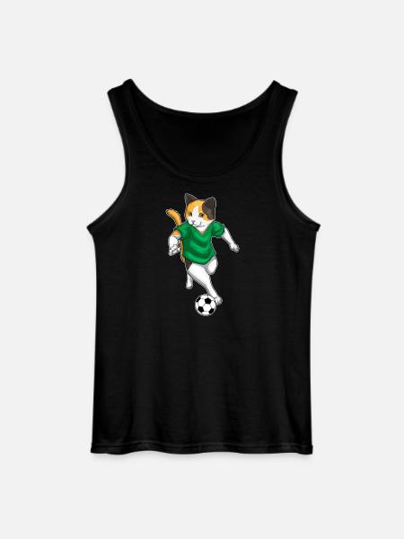 Cat Soccer Player Soccer - Gildan Men’s Tank Top - black