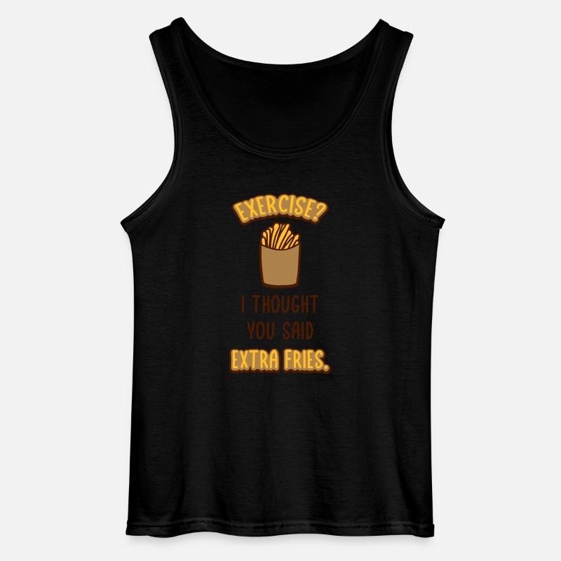 Exercise Extra Fries Zitat - Gildan Männer Tank Top - Schwarz