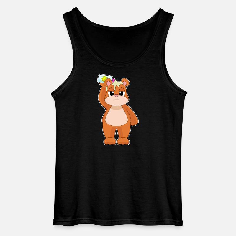 Bear Beach Sunscreen Summer - Gildan Men’s Tank Top - black