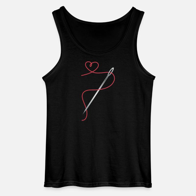Nadel und Nähgarn mit Herz - Gildan Männer Tank Top - Schwarz