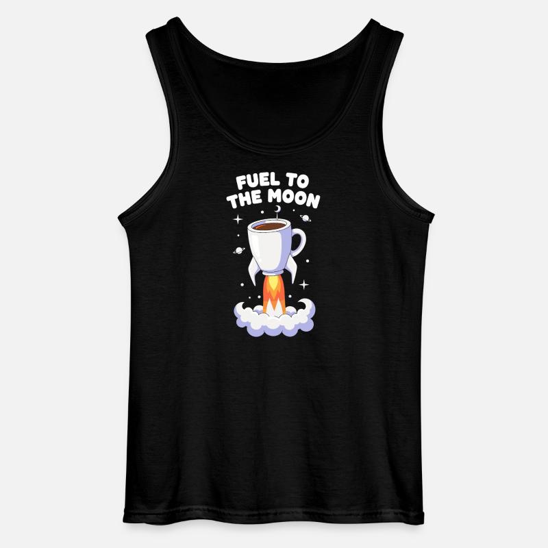 Coffee Rocket Moon Flight - Gildan Men’s Tank Top - black