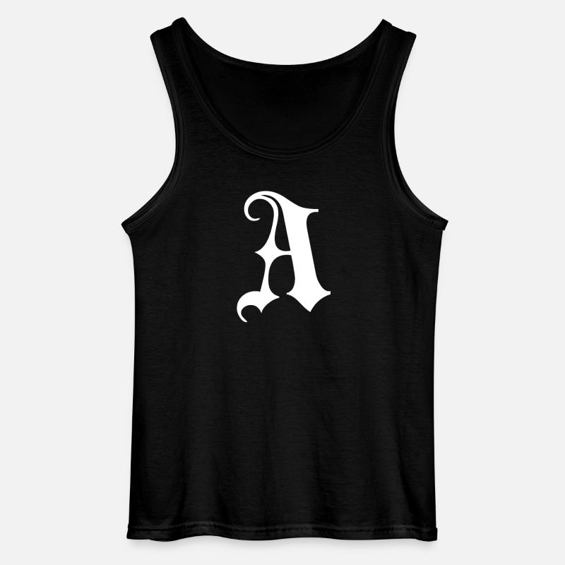 Gothic Monogram A Script - Gildan Men’s Tank Top - black