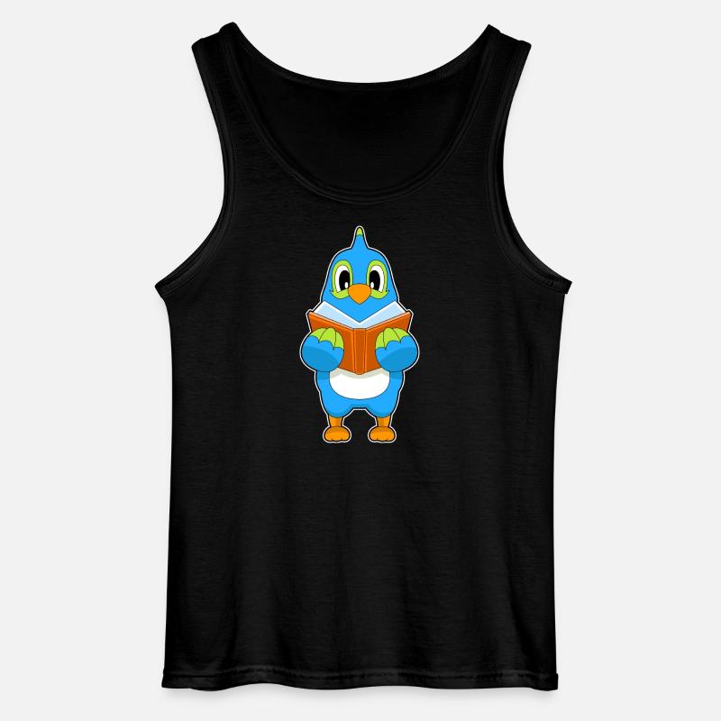 Parrot Reading Book - Gildan Men’s Tank Top - black