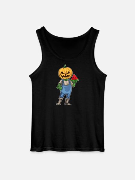 Jack O'Lantern Halloween Watermelon - Gildan Men’s Tank Top - black
