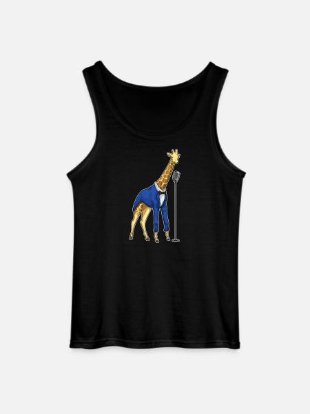 Giraffe Singer Microphone Singing - Gildan Men’s Tank Top - black