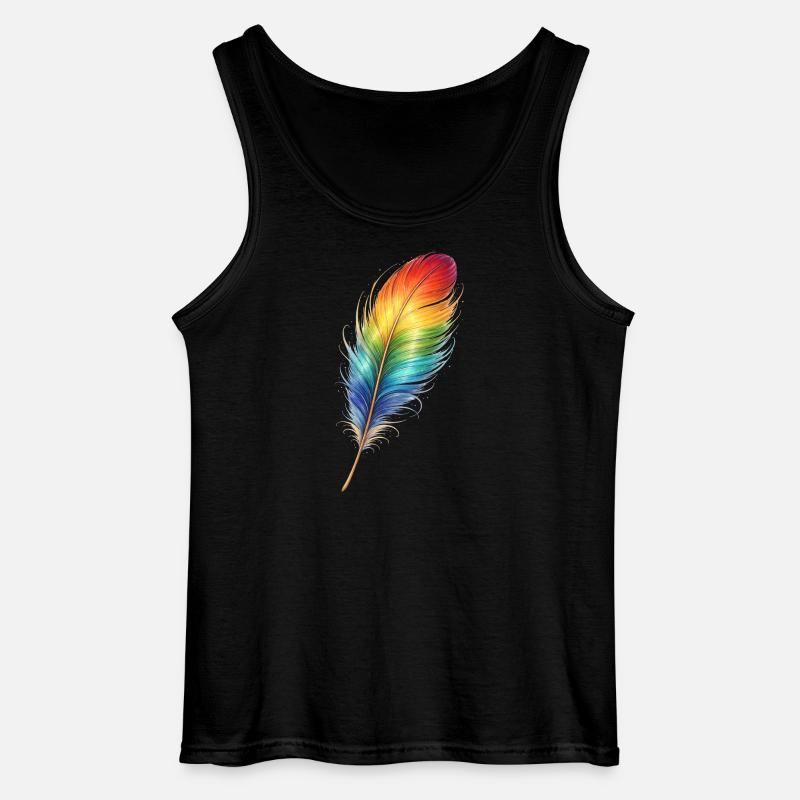 Bunte Feder Regenbogen Boho Design - Gildan Männer Tank Top - Schwarz