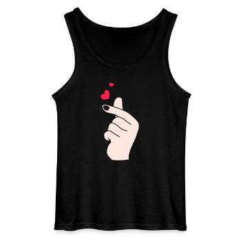 Finger hearts 2 - Gildan Men’s Tank Top - black - Front - AI Model Male 185 dark (185cm)