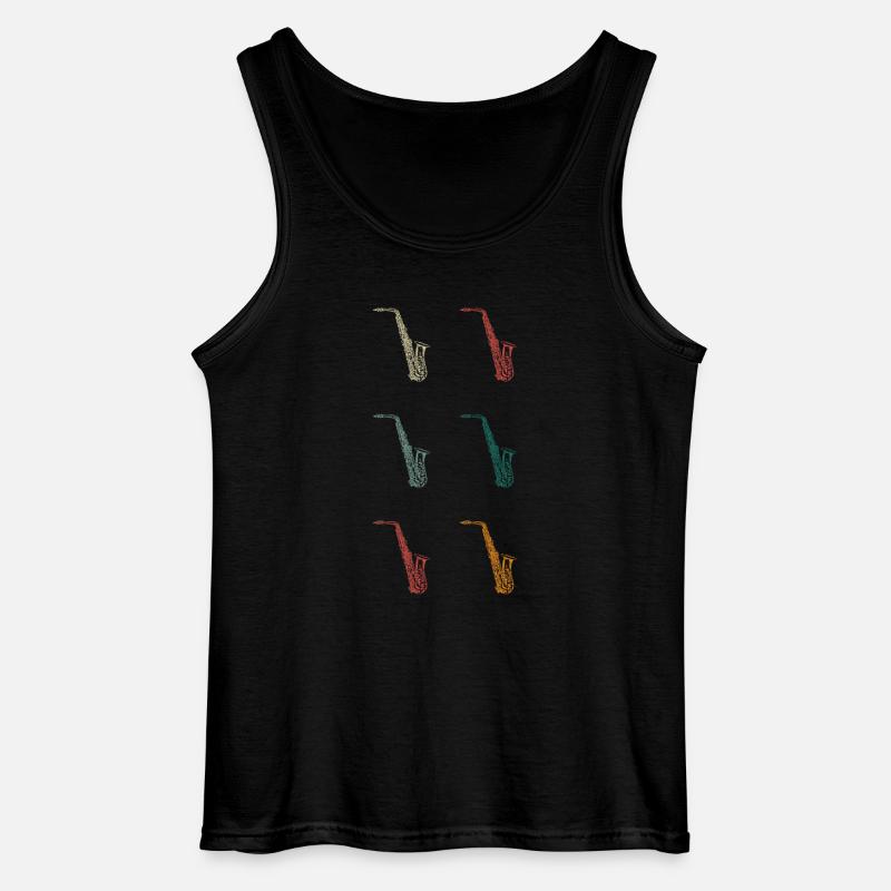 Retro Saxophon - Gildan Männer Tank Top - Schwarz