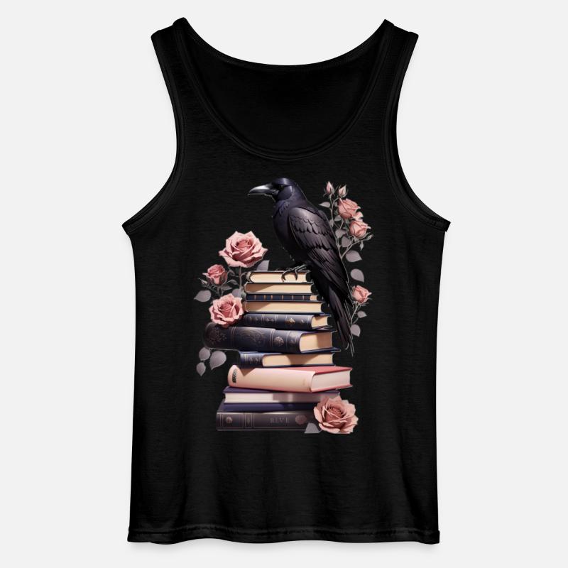 Bücherstapel mit Rabe - Gildan Männer Tank Top - Schwarz